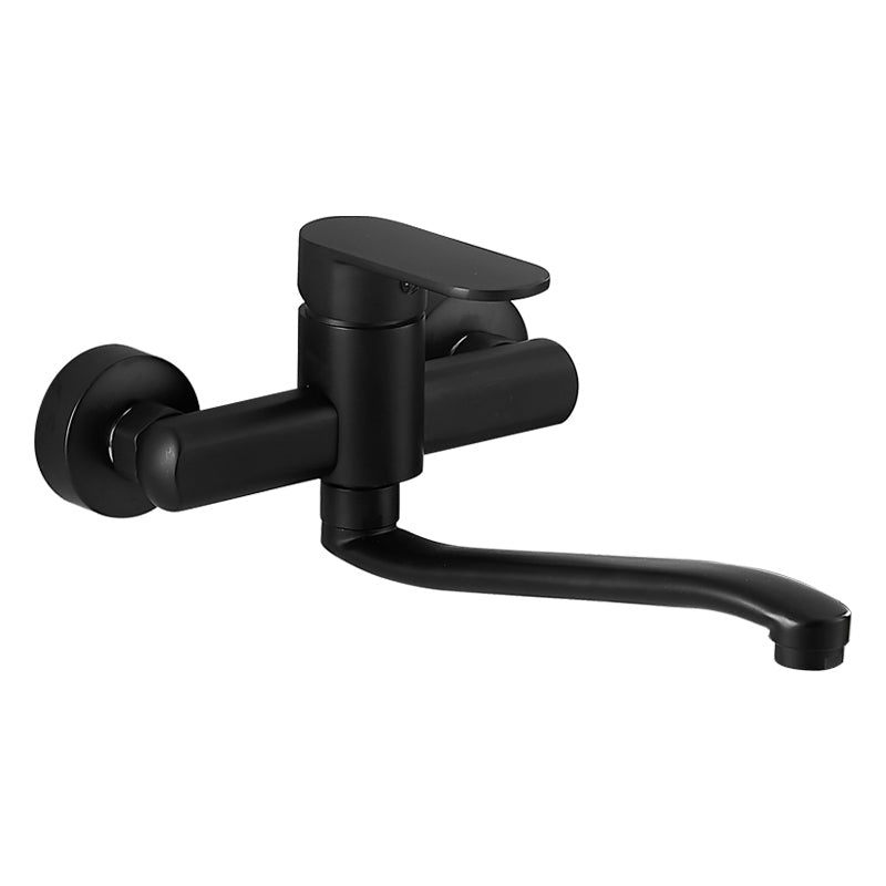 Lisslune | Low-Arc Bathtub Filler Black Lever Wall-Mounted Copper Bathtub Filler