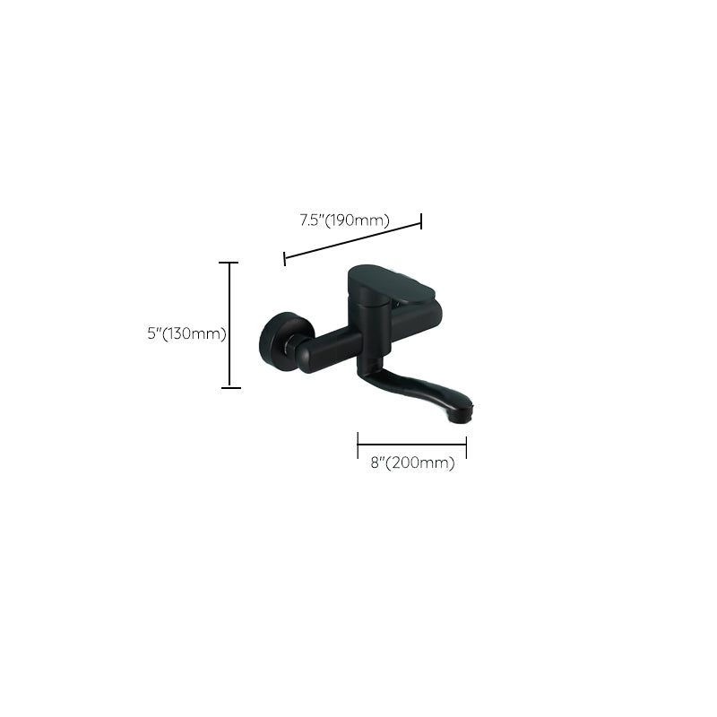 Lisslune | Low-Arc Bathtub Filler Black Lever Wall-Mounted Copper Bathtub Filler
