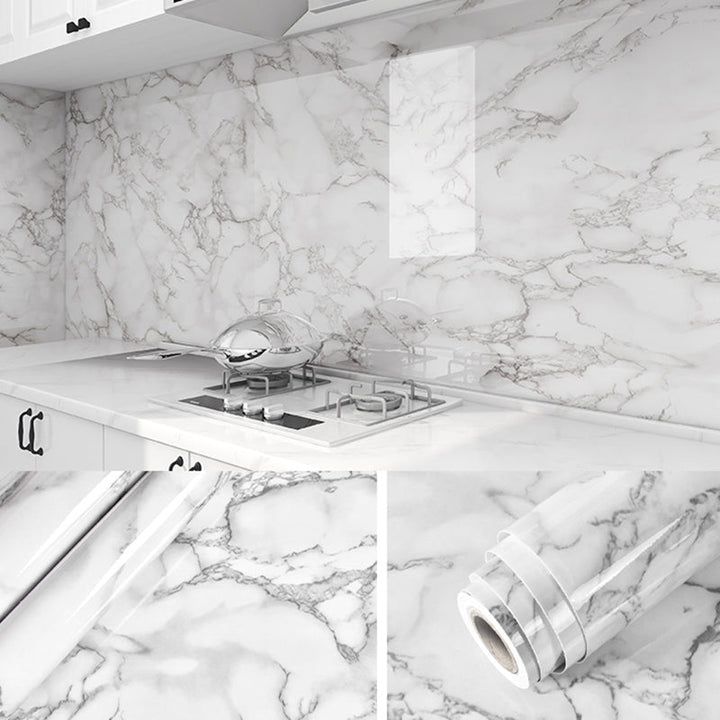 Lisslune | Contemporary waterproof single tile marble print peel and stick bathroom backsplash tile