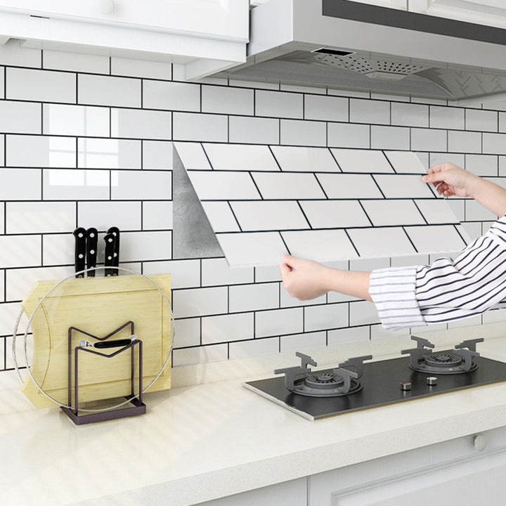 Lisslune | Classic Kitchen Back Wall Tiles Plaid Pattern Self-Adhesive Back Wall Tiles