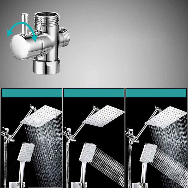 Lisslune | Pull down Dual Shower Head Square High Arch Shower Head Combo in Chrome