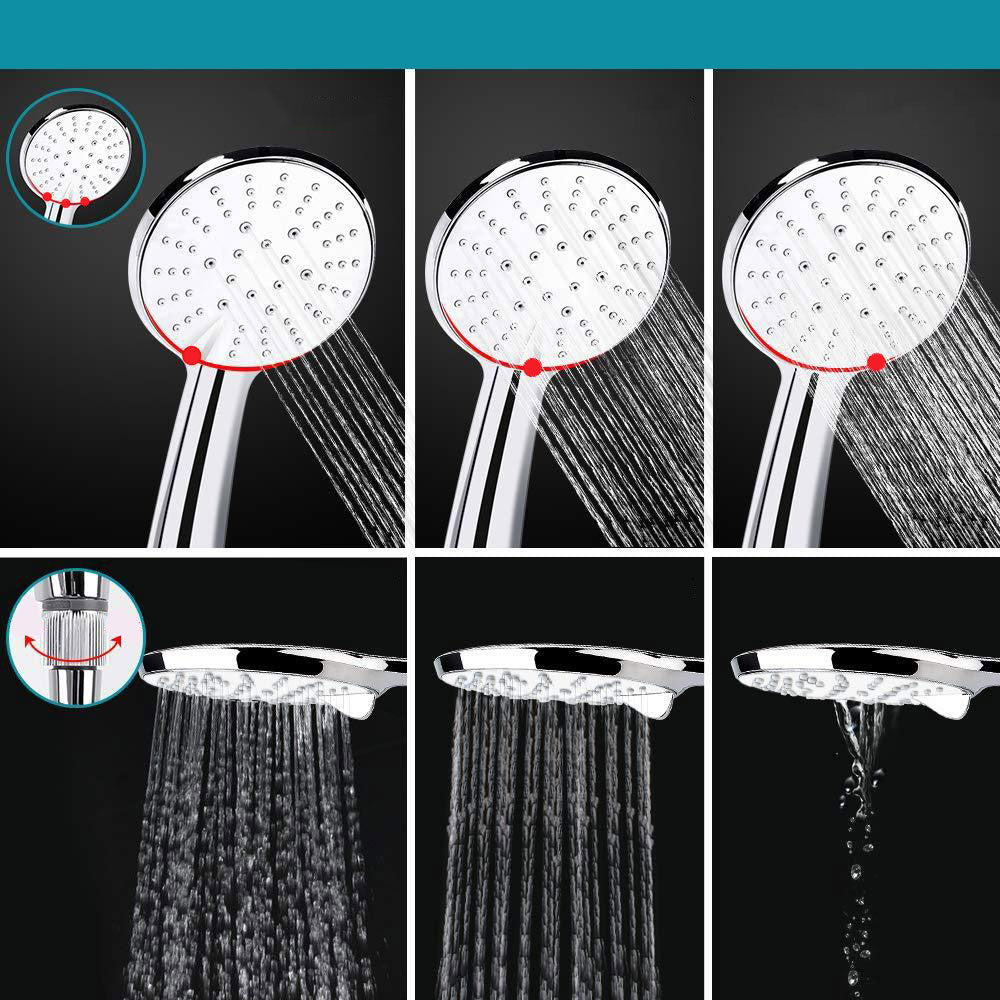 Lisslune | Standard Double Shower Set Round Metal Adjustable Spray Pattern Shower Head in Silver