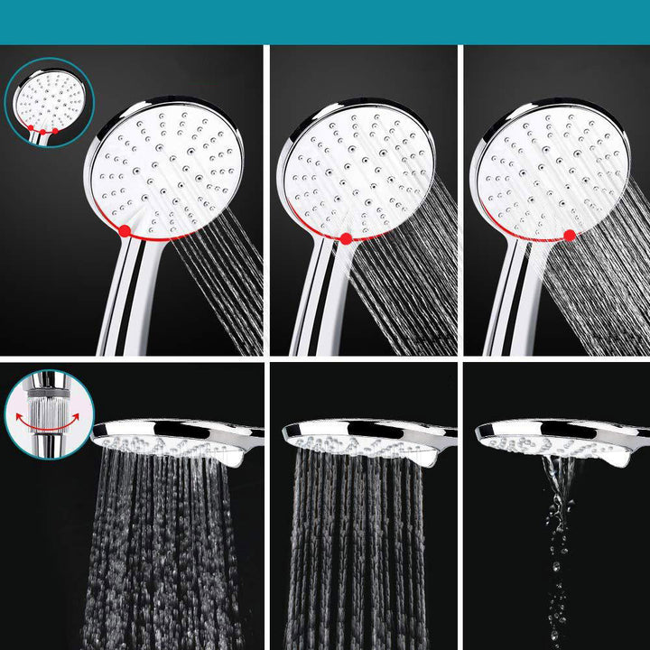 Lisslune | Standard Double Shower Set Round Metal Adjustable Spray Pattern Shower Head in Silver