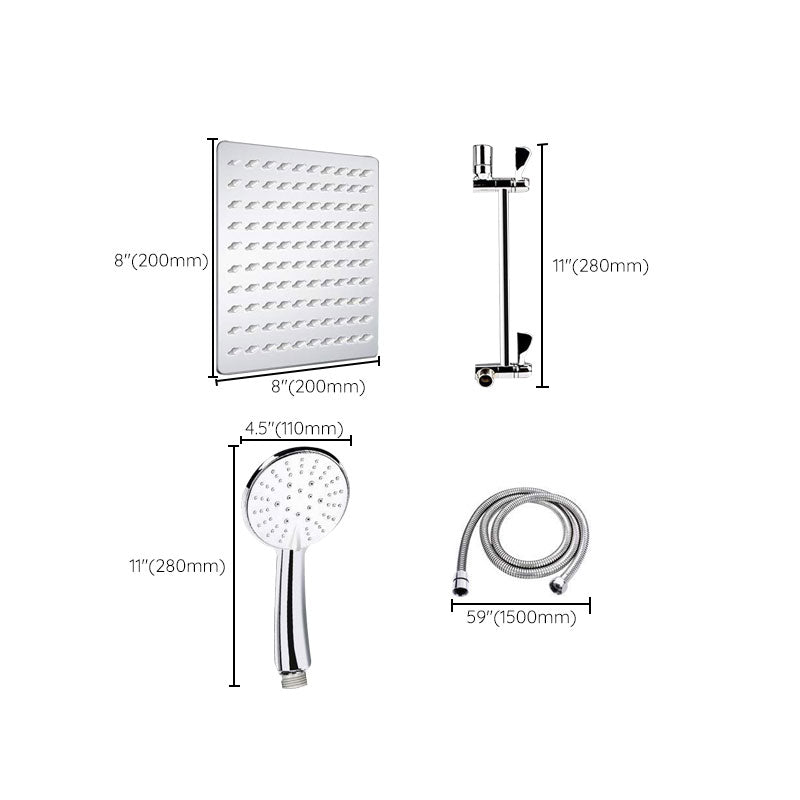 Lisslune | Standard Double Shower Set Round Metal Adjustable Spray Pattern Shower Head in Silver