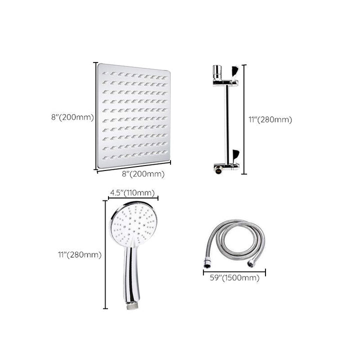 Lisslune | Standard Double Shower Set Round Metal Adjustable Spray Pattern Shower Head in Silver