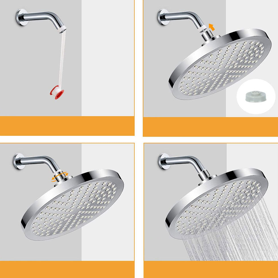 Lisslune | Contemporary Fixed Shower Head Round Metal Spray Head in Silver