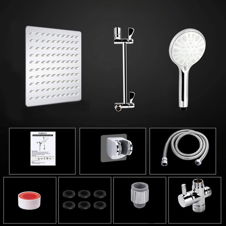 Lisslune | Modern Dual Shower Head Square High Arc Shower Head in Silver
