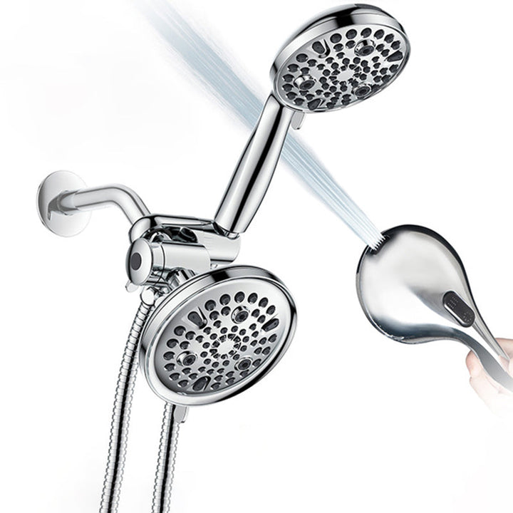 Lisslune | Contemporary Shower Combination Adjustable Shower Head Chrome Ceiling Mounted Round Shower Head