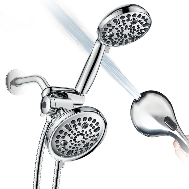 Lisslune | Contemporary Shower Combination Adjustable Shower Head Chrome Ceiling Mounted Round Shower Head