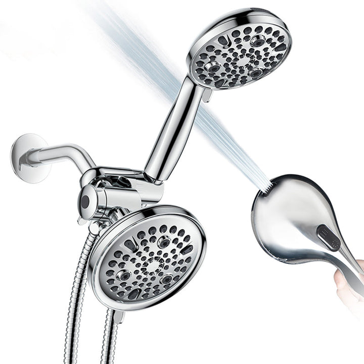 Lisslune | Contemporary Shower Combination Adjustable Shower Head Chrome Ceiling Mounted Round Shower Head