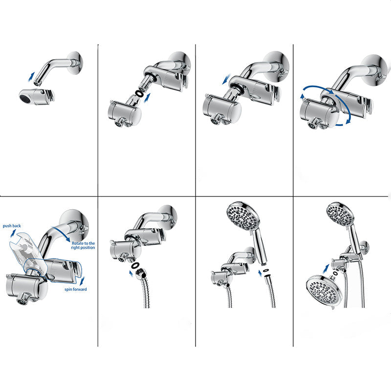 Lisslune | Contemporary Shower Combination Adjustable Shower Head Chrome Ceiling Mounted Round Shower Head