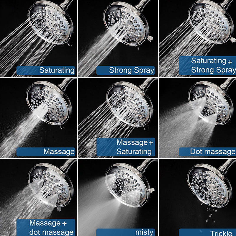 Lisslune | Contemporary Shower Combination Adjustable Shower Head Chrome Ceiling Mounted Round Shower Head