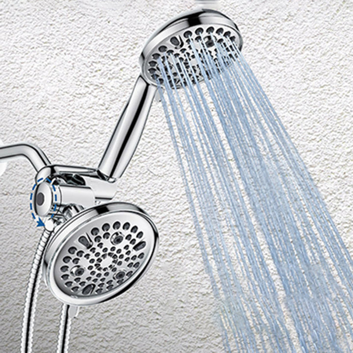Lisslune | Contemporary Shower Combination Adjustable Shower Head Chrome Ceiling Mounted Round Shower Head