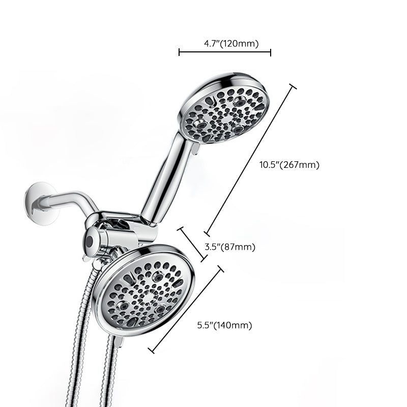 Lisslune | Contemporary Shower Combination Adjustable Shower Head Chrome Ceiling Mounted Round Shower Head