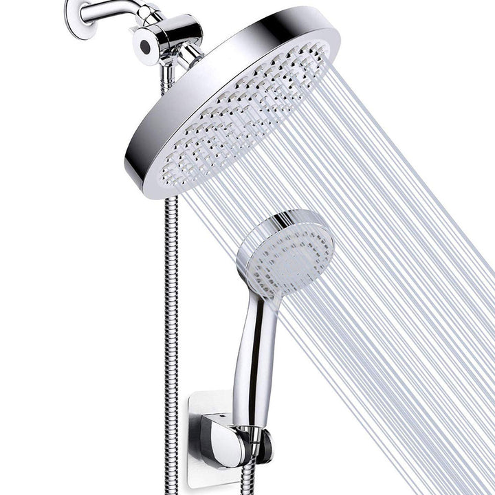 Lisslune | Modern Standard Shower Set Double Round Metal Adjustable Spray Pattern Shower Head