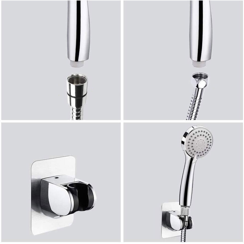 Lisslune | Modern Standard Shower Set Double Round Metal Adjustable Spray Pattern Shower Head