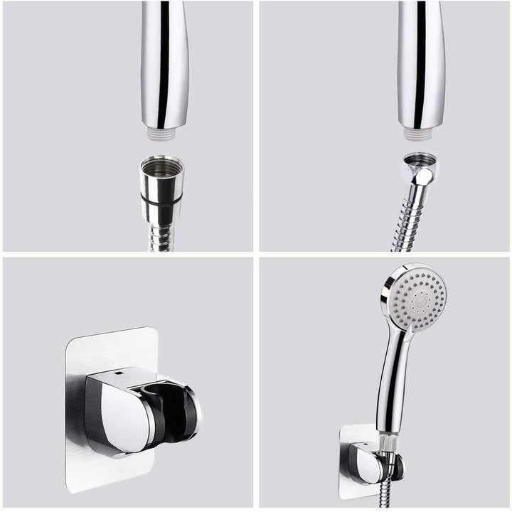 Lisslune | Modern Standard Shower Set Double Round Metal Adjustable Spray Pattern Shower Head