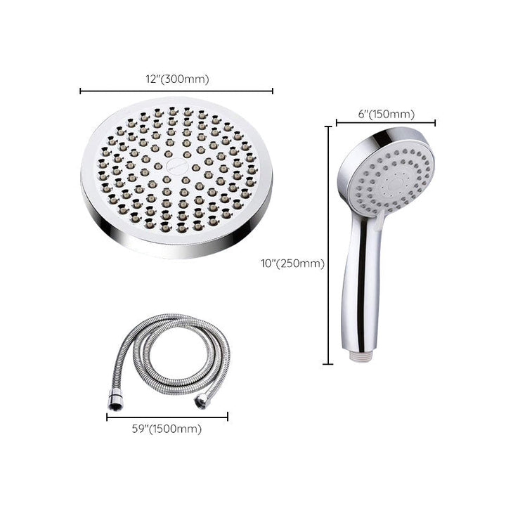 Lisslune | Modern Standard Shower Set Double Round Metal Adjustable Spray Pattern Shower Head
