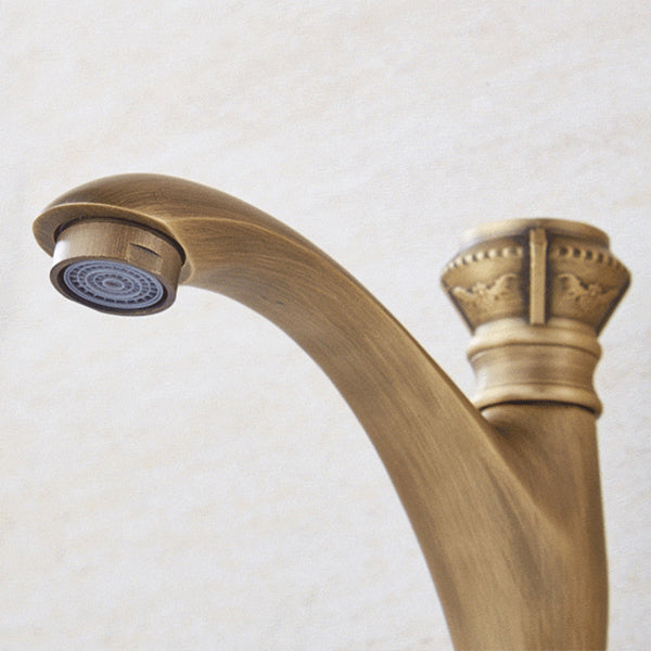 Lisslune | Brass Farmhouse Sink Basin Mixer Single Hole Faucet Knob Handle Bathroom Faucet