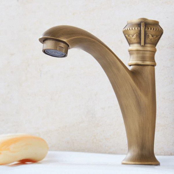 Lisslune | Brass Farmhouse Sink Basin Mixer Single Hole Faucet Knob Handle Bathroom Faucet