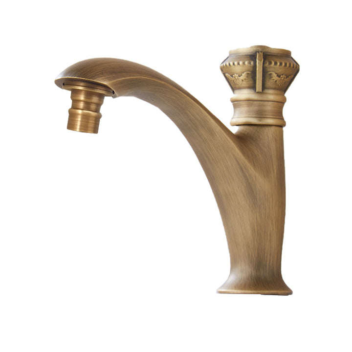 Lisslune | Brass Farmhouse Sink Basin Mixer Single Hole Faucet Knob Handle Bathroom Faucet