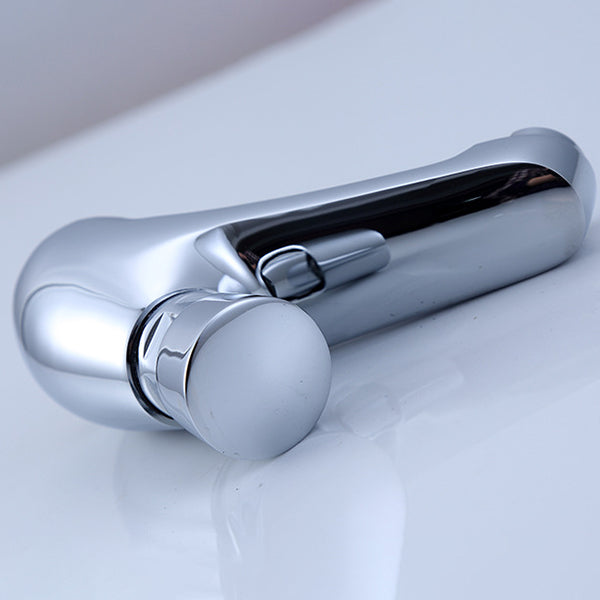 Lisslune | Modern sink faucet with brass knob handle, low arc, washbasin faucet