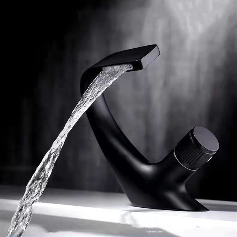 Lisslune | Button Handle Faucet Contemporary Style Faucet with Waterfall Spout