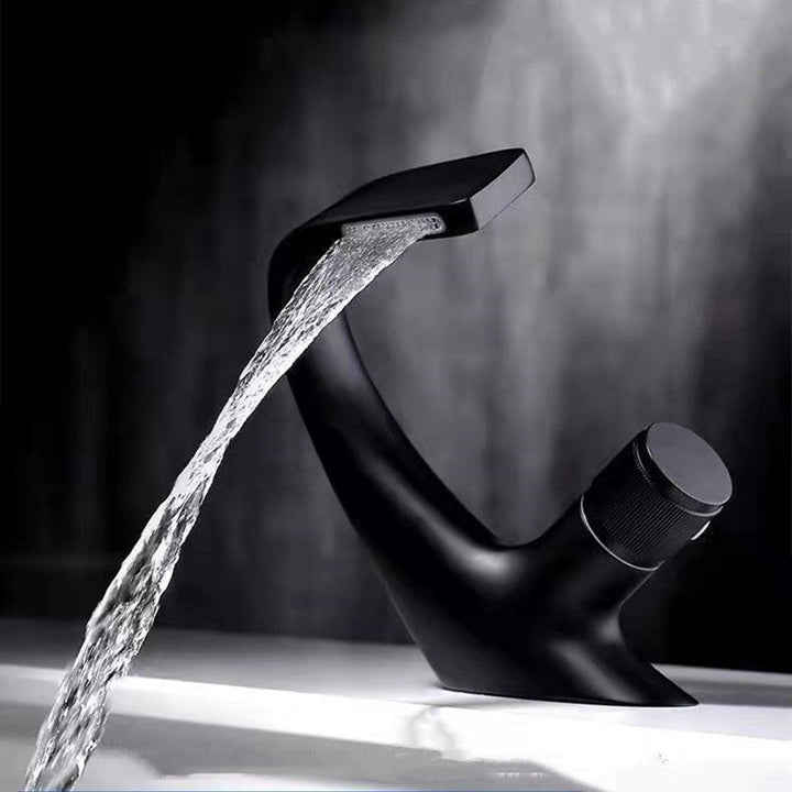 Lisslune | Button Handle Faucet Contemporary Style Faucet with Waterfall Spout