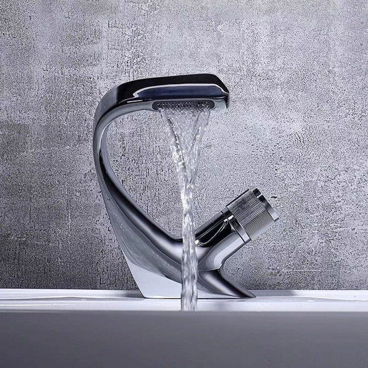 Lisslune | Button Handle Faucet Contemporary Style Faucet with Waterfall Spout