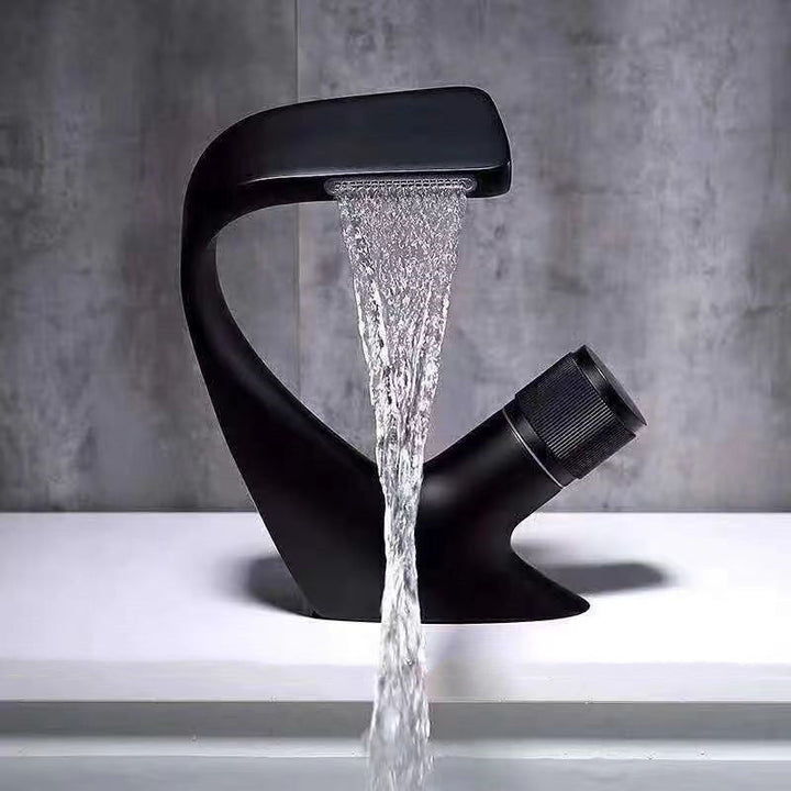 Lisslune | Button Handle Faucet Contemporary Style Faucet with Waterfall Spout