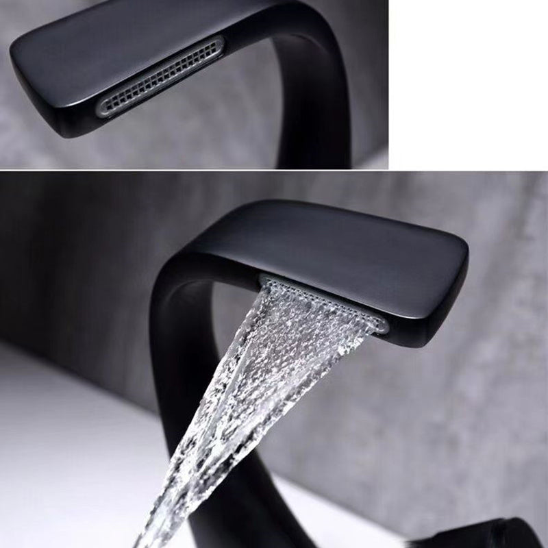 Lisslune | Button Handle Faucet Contemporary Style Faucet with Waterfall Spout