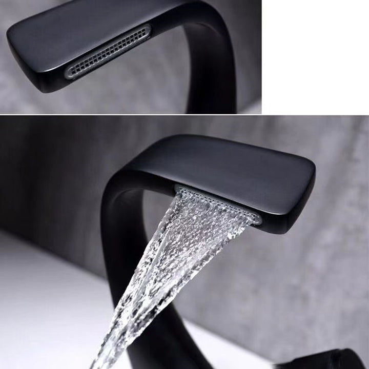 Lisslune | Button Handle Faucet Contemporary Style Faucet with Waterfall Spout