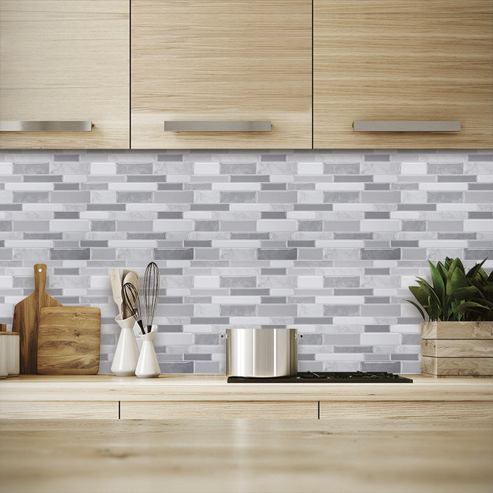 Lisslune | Peel and Stick Wall Tile Rectangle PVC Subway Waterproof Peel & Stick Tile 10-Pack