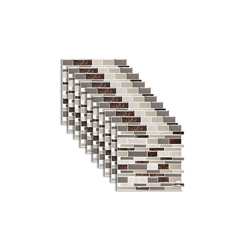 Lisslune | Peel and Stick Wall Tile Rectangle PVC Subway Waterproof Peel & Stick Tile 10-Pack