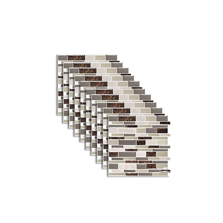 Lisslune | Peel and Stick Wall Tile Rectangle PVC Subway Waterproof Peel & Stick Tile 10-Pack