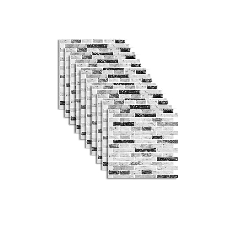 Lisslune | Peel and Stick Wall Tile Rectangle PVC Subway Waterproof Peel & Stick Tile 10-Pack