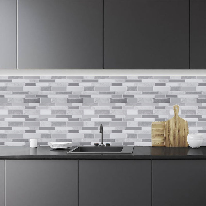 Lisslune | Peel and Stick Wall Tile Rectangle PVC Subway Waterproof Peel & Stick Tile 10-Pack