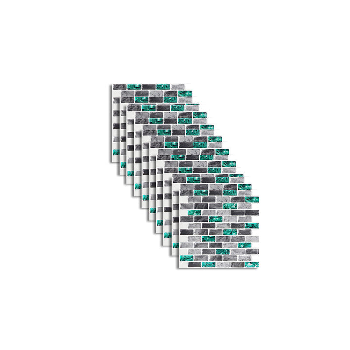 Lisslune | Peel and Stick Wall Tile Rectangle PVC Subway Waterproof Peel & Stick Tile 10-Pack