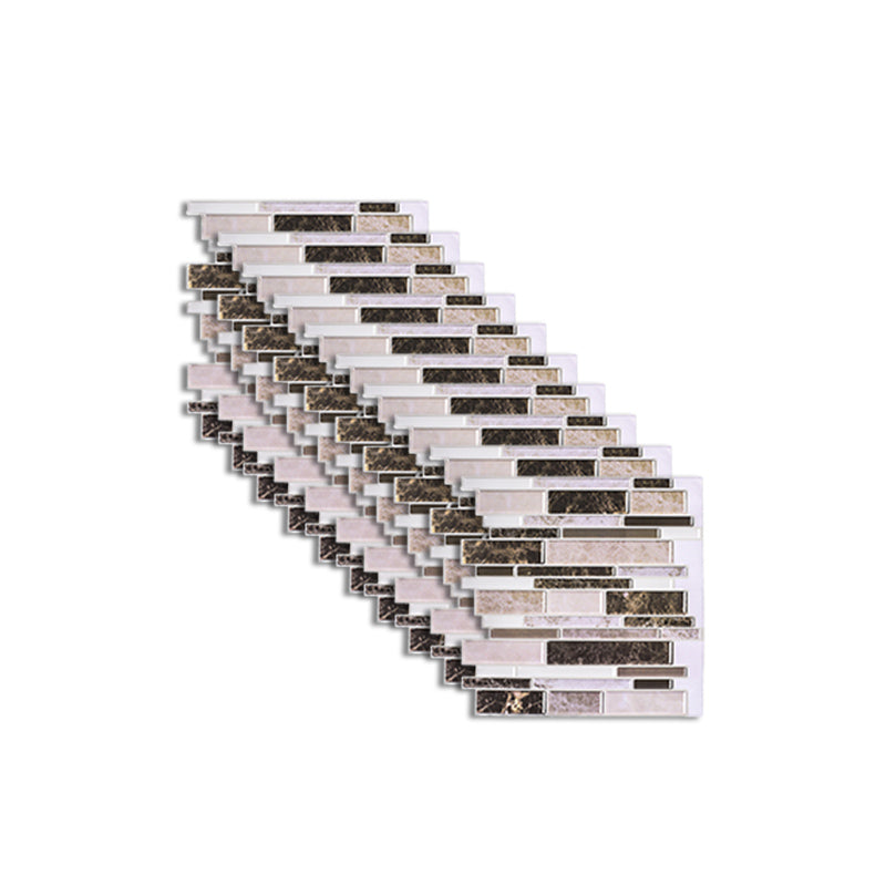 Lisslune | Peel and Stick Wall Tile Rectangle PVC Subway Waterproof Peel & Stick Tile 10-Pack