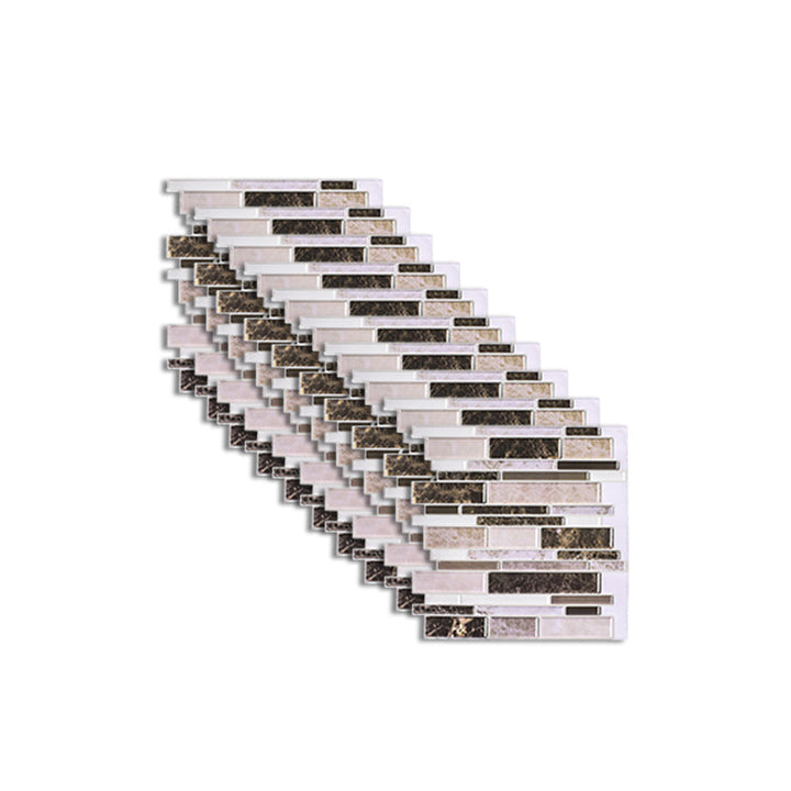 Lisslune | Peel and Stick Wall Tile Rectangle PVC Subway Waterproof Peel & Stick Tile 10-Pack