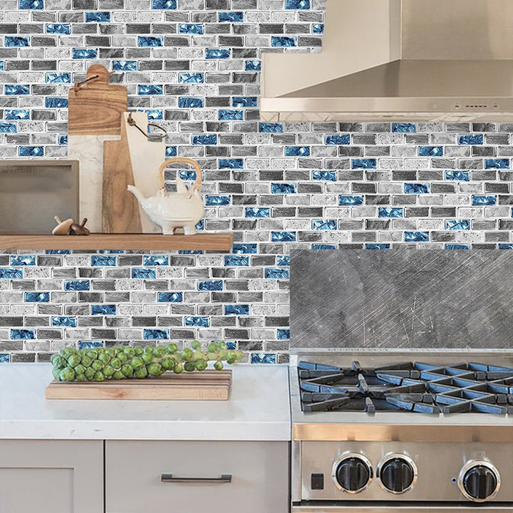 Lisslune | Peel and Stick Wall Tile Rectangle PVC Subway Waterproof Peel & Stick Tile 10-Pack
