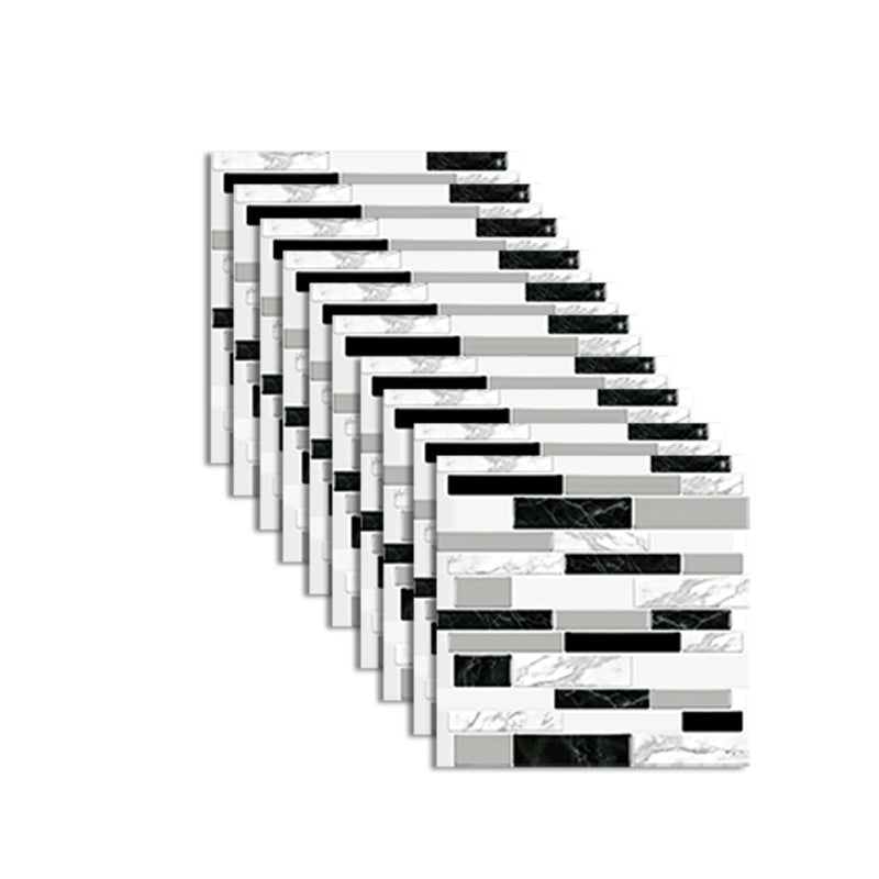Lisslune | Peel and Stick Wall Tile Rectangle PVC Subway Waterproof Peel & Stick Tile 10-Pack
