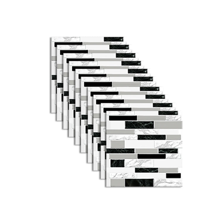 Lisslune | Peel and Stick Wall Tile Rectangle PVC Subway Waterproof Peel & Stick Tile 10-Pack