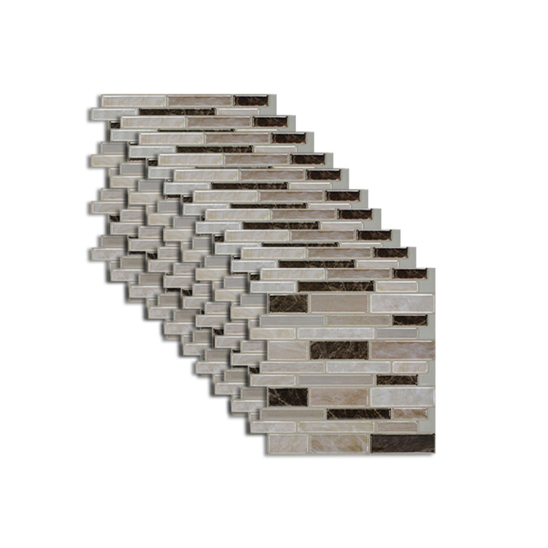 Lisslune | Peel and Stick Wall Tile Rectangle PVC Subway Waterproof Peel & Stick Tile 10-Pack