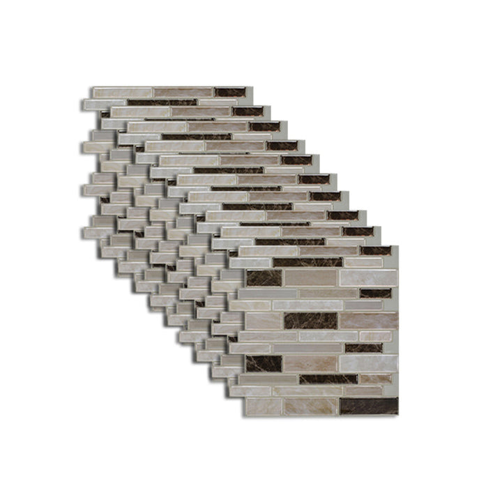 Lisslune | Peel and Stick Wall Tile Rectangle PVC Subway Waterproof Peel & Stick Tile 10-Pack