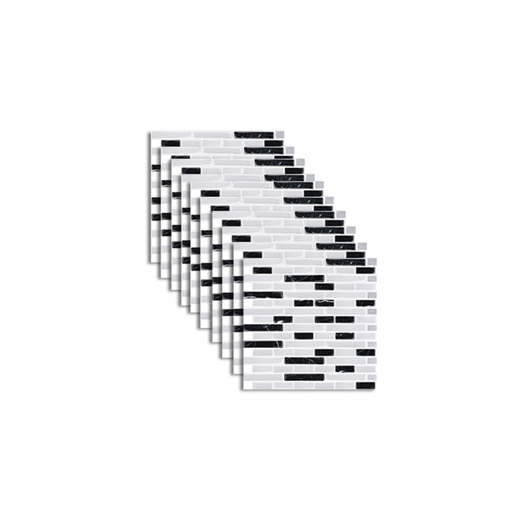 Lisslune | Peel and Stick Wall Tile Rectangle PVC Subway Waterproof Peel & Stick Tile 10-Pack