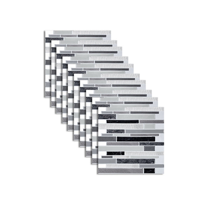 Lisslune | Peel and Stick Wall Tile Rectangle PVC Subway Waterproof Peel & Stick Tile 10-Pack
