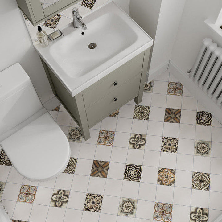 Lisslune | Modern PVC flooring Peel and Stick porcelain tile look vinyl plank flooring