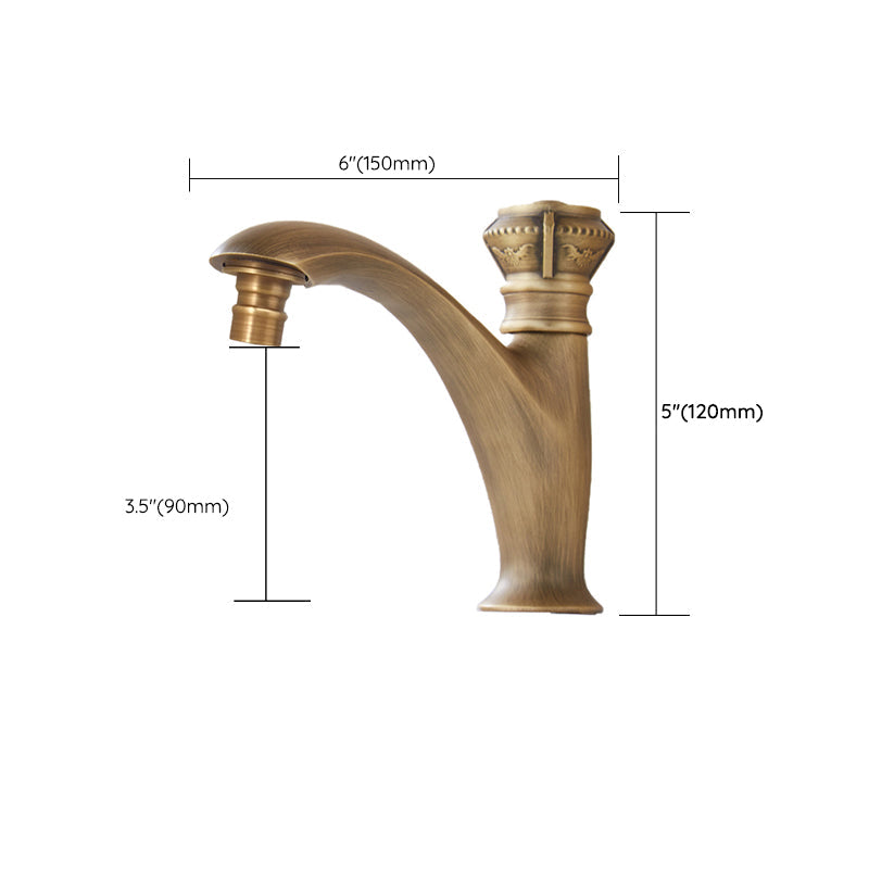Lisslune | Brass Farmhouse Sink Basin Mixer Single Hole Faucet Knob Handle Bathroom Faucet