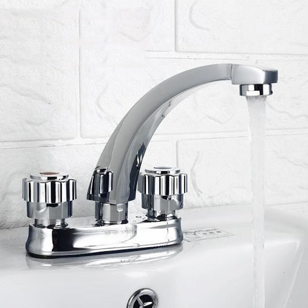 Lisslune | Modern Style Vessel Faucet Copper Knob Handle Low Arc Vessel Faucet